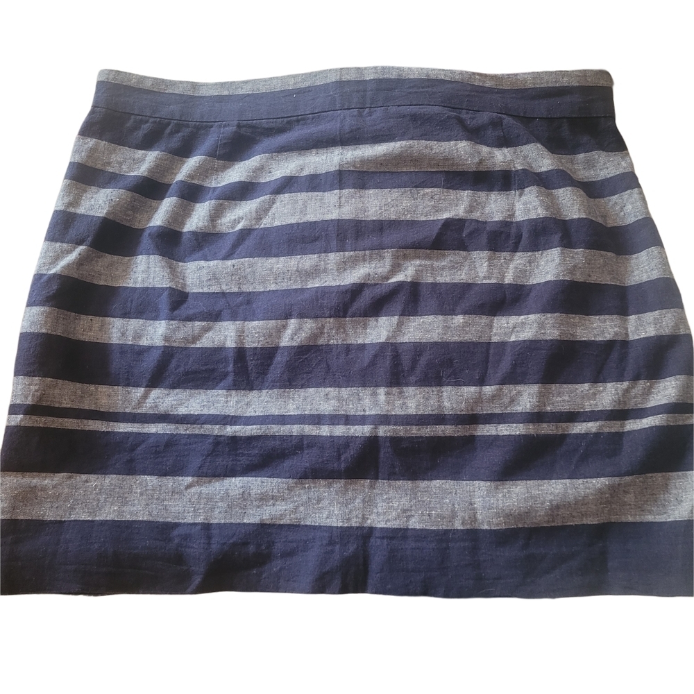 Gap Navy and Gray Striped Linen Blend Chambray Mini Skirt Size 8